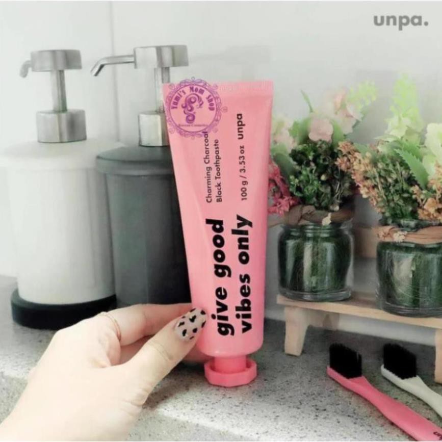 Kem đánh răng Unpa Chacha Charming Charcoal Black Toothpaste Pink Edition 30g