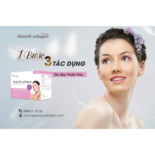 Skinlift Collagen Giúp đẹp da chống lão hóa ngăn nếp nhăn trên da giúp da mịn màng săn chắc Hộp 15 gói