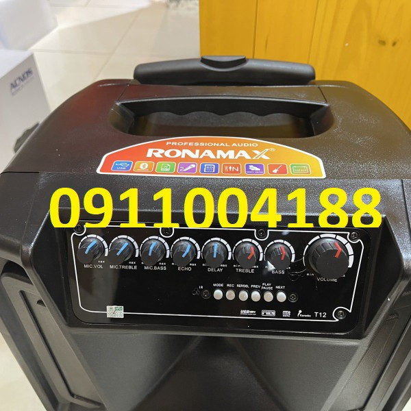 Loa kéo karaoke di động Ronamax T12  Loa kéo bluetooth hát karaoke gia đình + Tặng kèm 2 micro hút âm