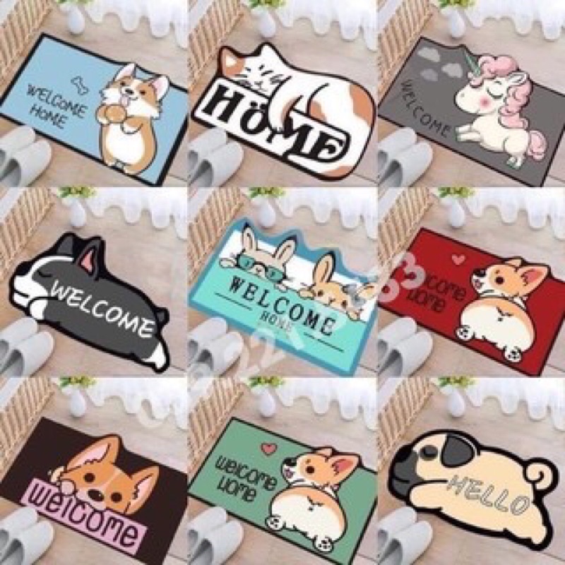 Thảm chùi chân chống trượt 3D hình thú cute