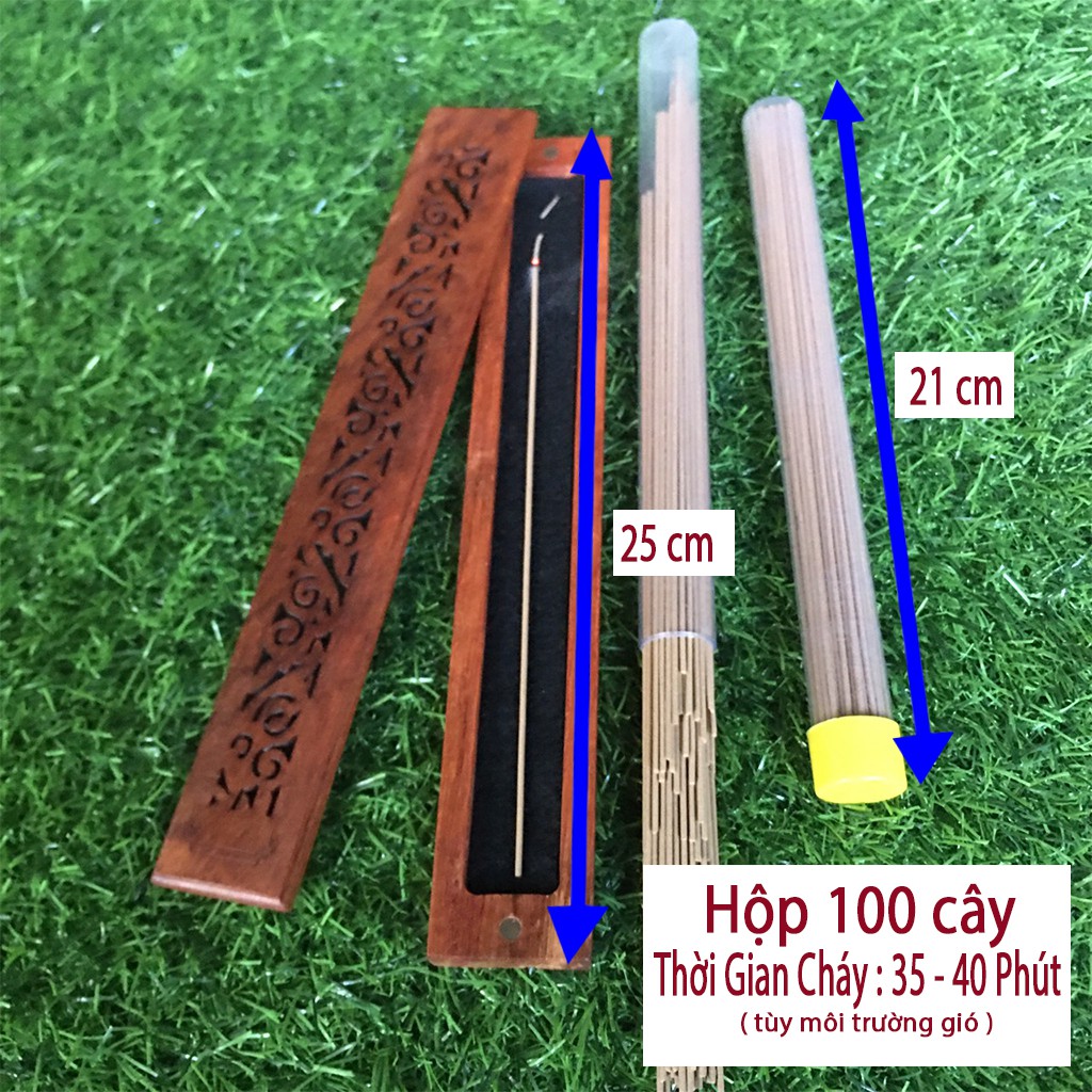 Nhang Trầm Hương Không Tăm Nguyên Chất ( Hộp 100 cây + Hộp Đốt Nhang )