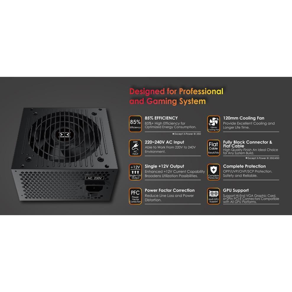 nguồn máy tính XIGMATEK X-POWER III X-650 80 Plus Công Suất Thực 600W - Bảo Hành 36T - Mai Hoàng