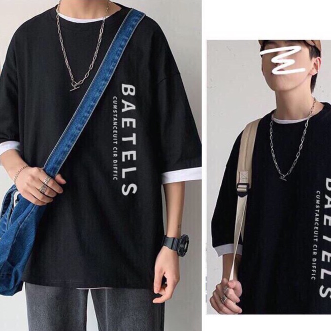 Áo thun tay lỡ form rộng - phông nam nữ cotton oversize - T shirt phối tay Baetels - 2N Unisex | BigBuy360 - bigbuy360.vn