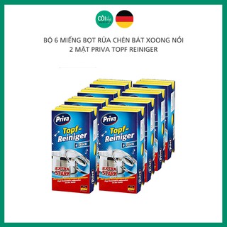 Bộ 6 miếng bọt rửa chén bát xoong nồi 2 mặt Priva Topf Reiniger của Đức