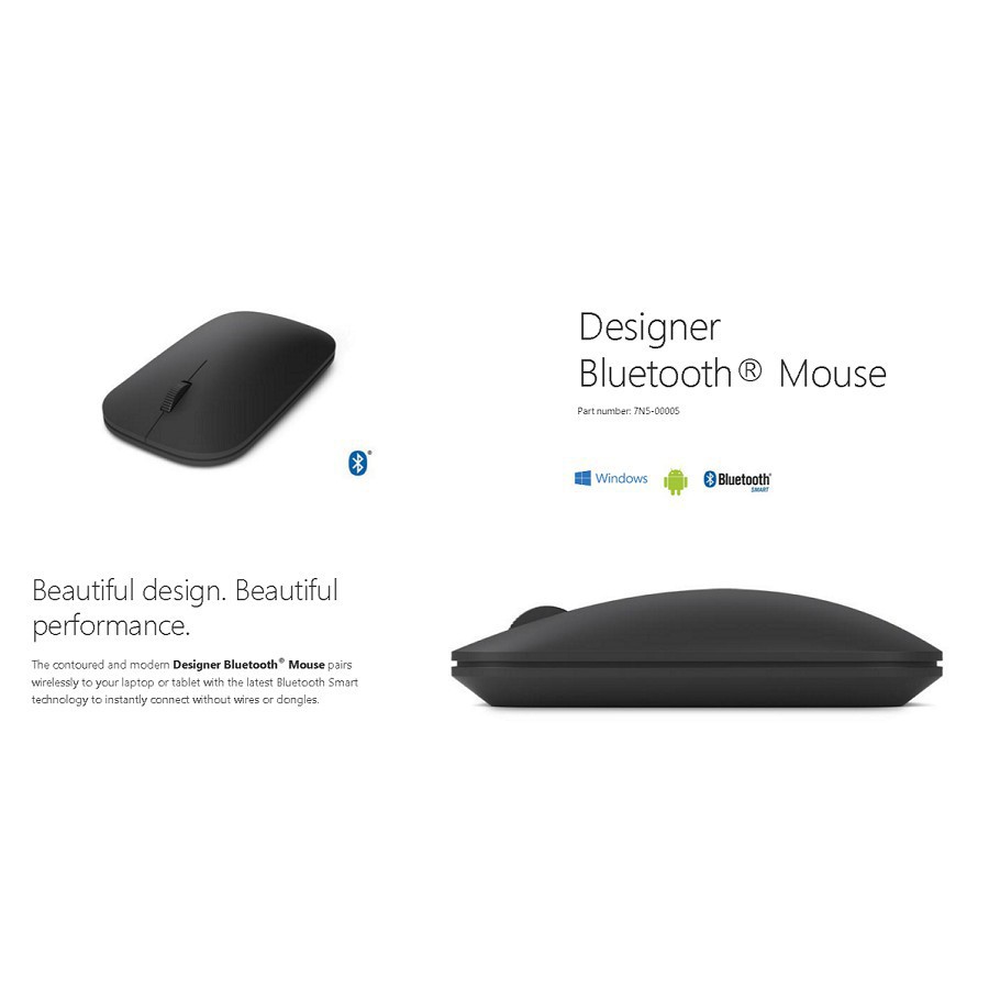 Chuột Bluetooth Microsoft Designer Mouse - Mỏng - Nhẹ - Êm