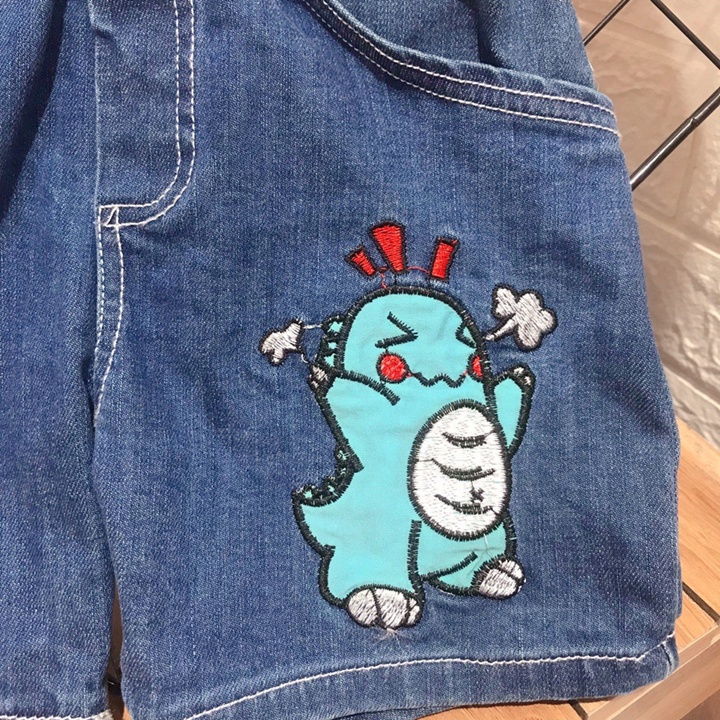 Quần Jean Đùi Habi Fashion Cho Bé Trai Họa Tiết Khủng Long HABI13