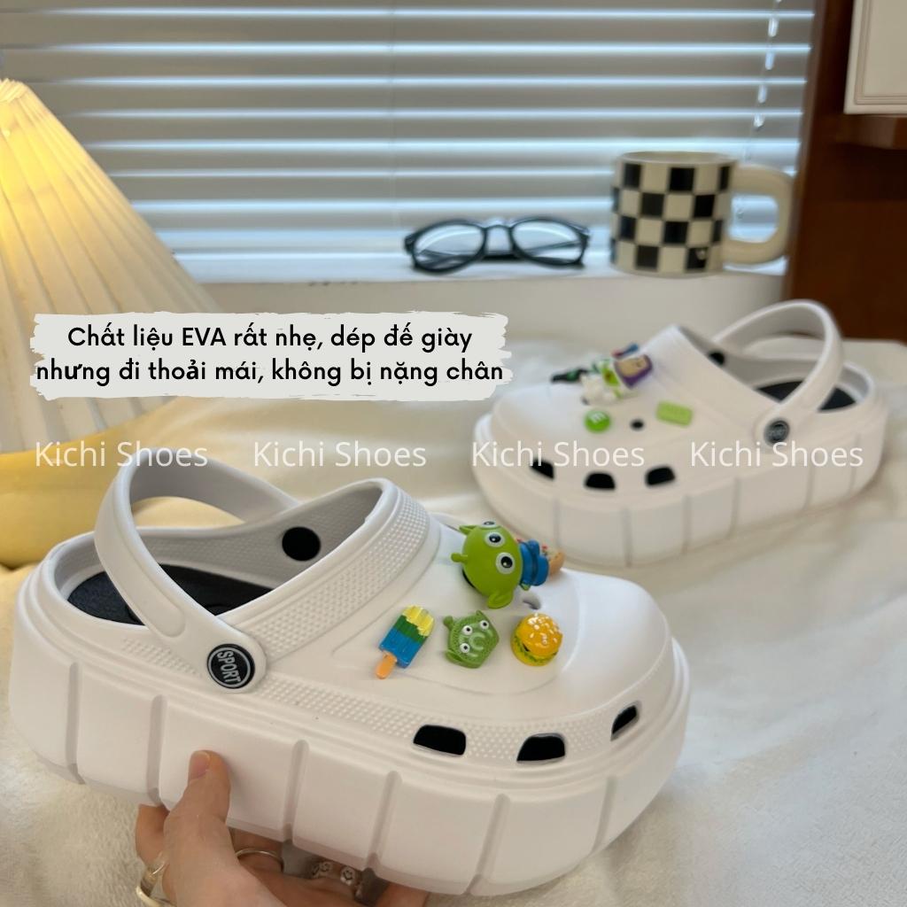 Dép sục crocs đế cao dày phiên bản đặc biệt hình toy Giày sục cross đế bằng kèm sticker Kichi Shoes