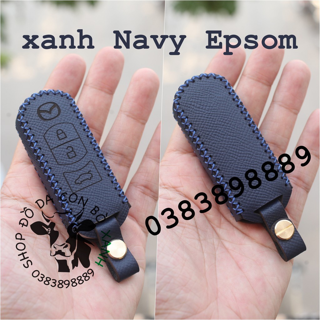 [Xanh navy] bao da chìa khoá Mazda 2, Mazda 3, Mazda 6, CX5, CX8 handmade da thật 002