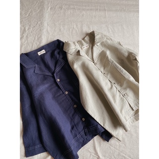 Áo sơ mi Linen tưng dáng lửng cổ vest hai ve linen tưng freesize (video tự quay)