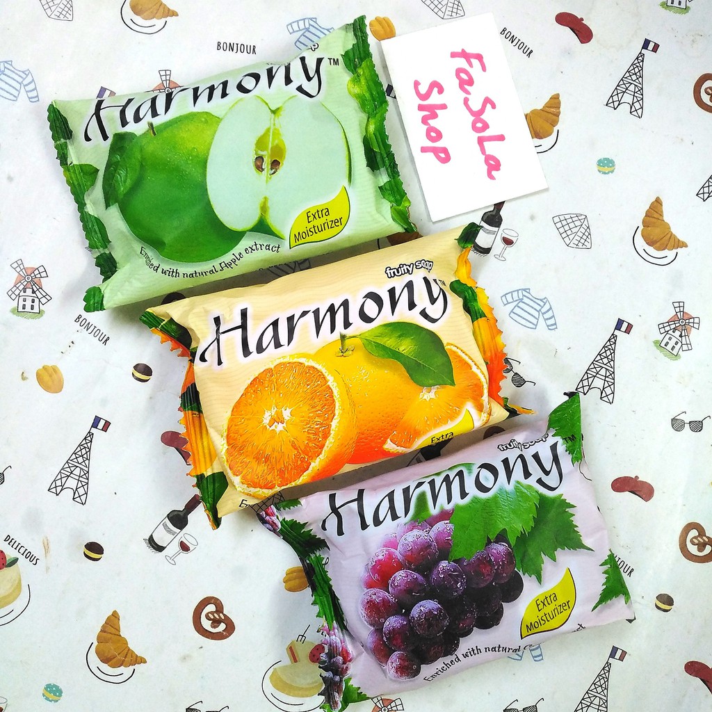 Xà phòng trái cây HARMONY Indonesia 75g chiết xuất tự nhiên táo cam nho fruity soap natural extract