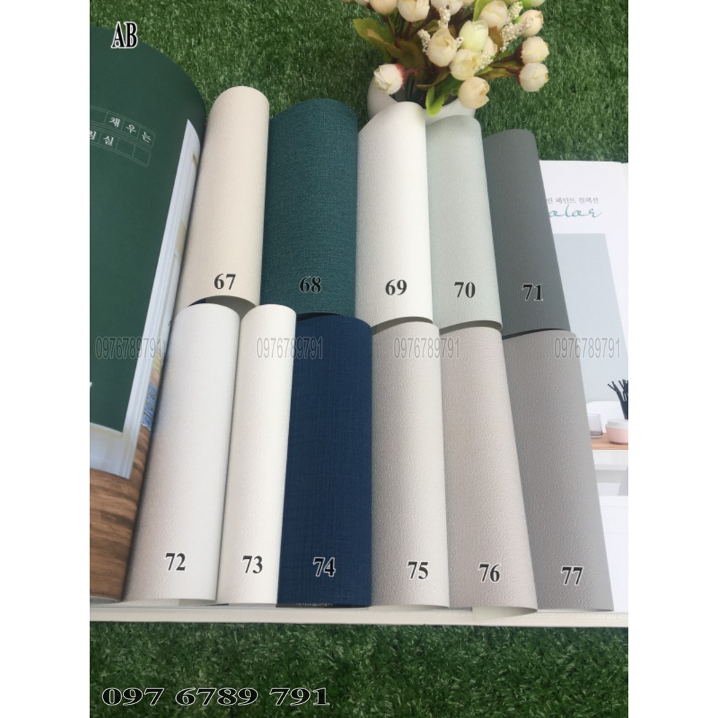 Giấy Dán Tường Hàn Quốc Trơn Mịn Vân Sơn AB Cho Phòng Ngủ Phòng Khách Khổ 1.06m Màu Trắng, Hồng, Xanh, Xám