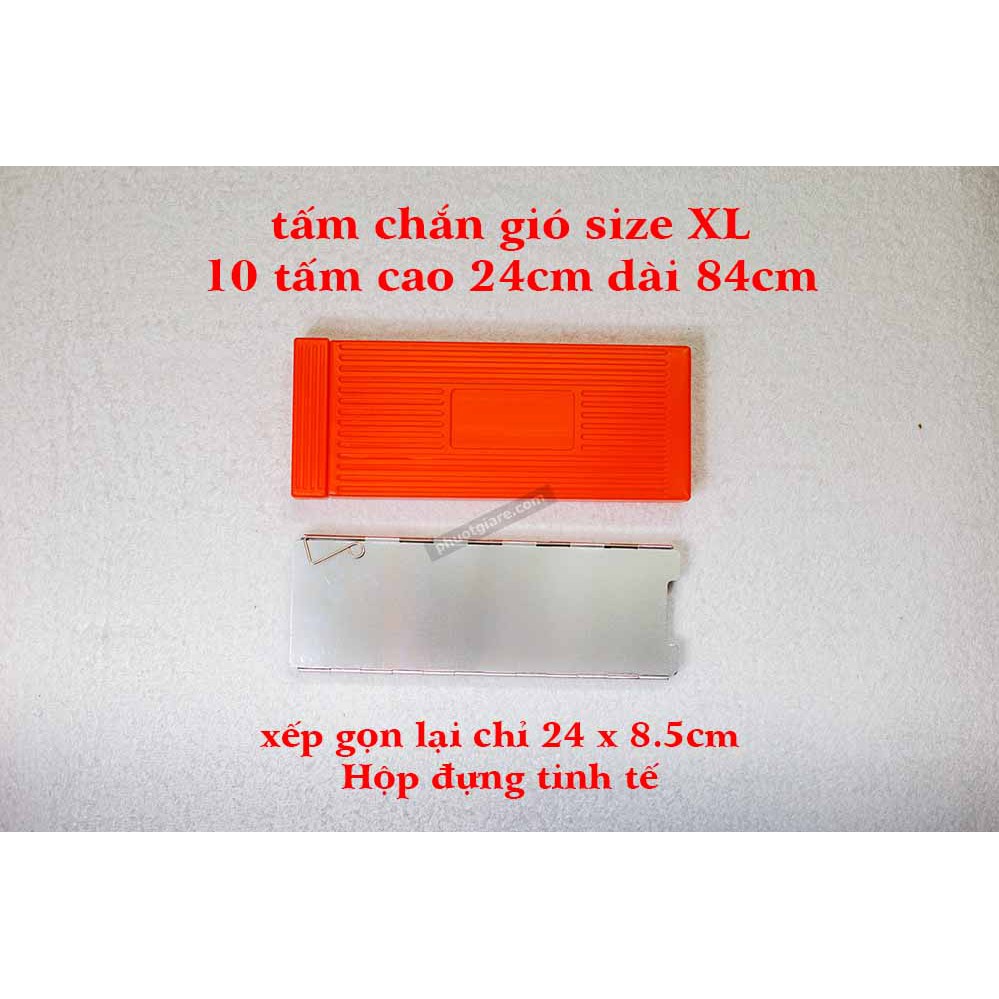 Tấm Chắn Gió 10 miếng size XL 24cm gấp gọn dùng cho bếp gas và bếp cồn cắm trại du lịch dã ngoai