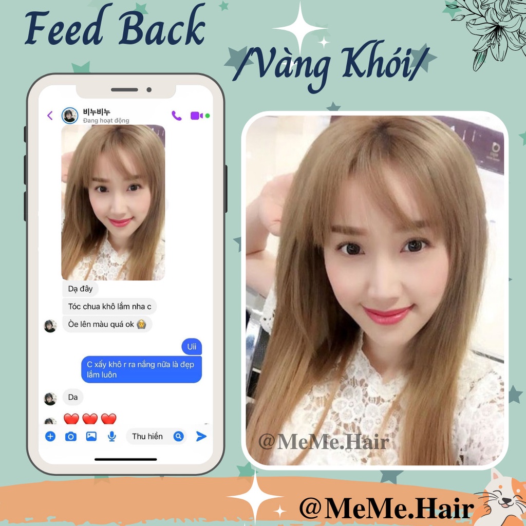Thuốc nhuộm tóc màu vàng khói , tặng kèm oxy trợ dưỡng và bao tay