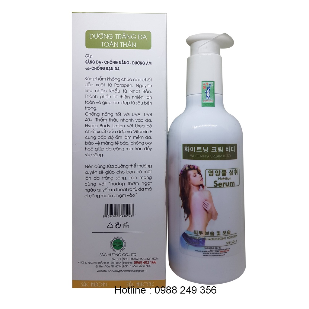 KEM SẮC HƯƠNG SERUM DƯỠNG TRẮNG DA TOÀN THÂN GIÚP SÁNG DA CHỐNG NẮNG DƯỠNG ẨM CHỐNG RẠN DA 300ML