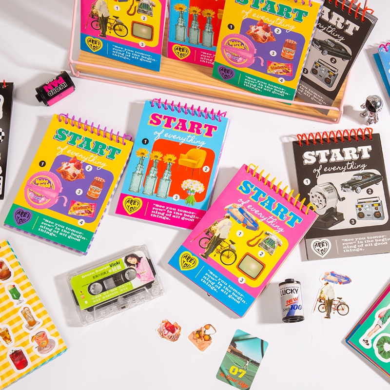 Set 30 / 50 Thẻ Sticker Combo Nhiều Loại Dạng Cuốn Lò Xo Y2K Style