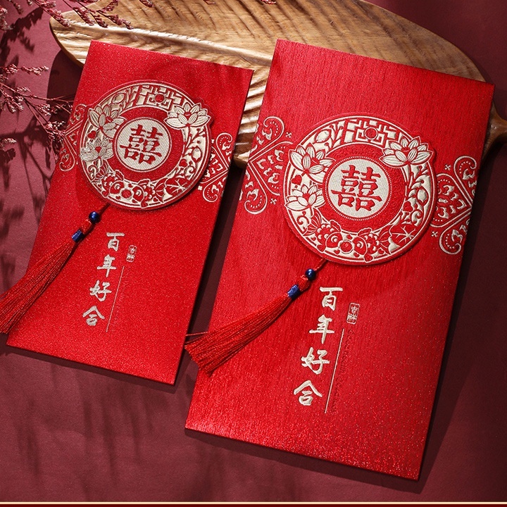 Bao lì xì cưới cao cấp phối tua rua - Lì xì trao duyên đẹp