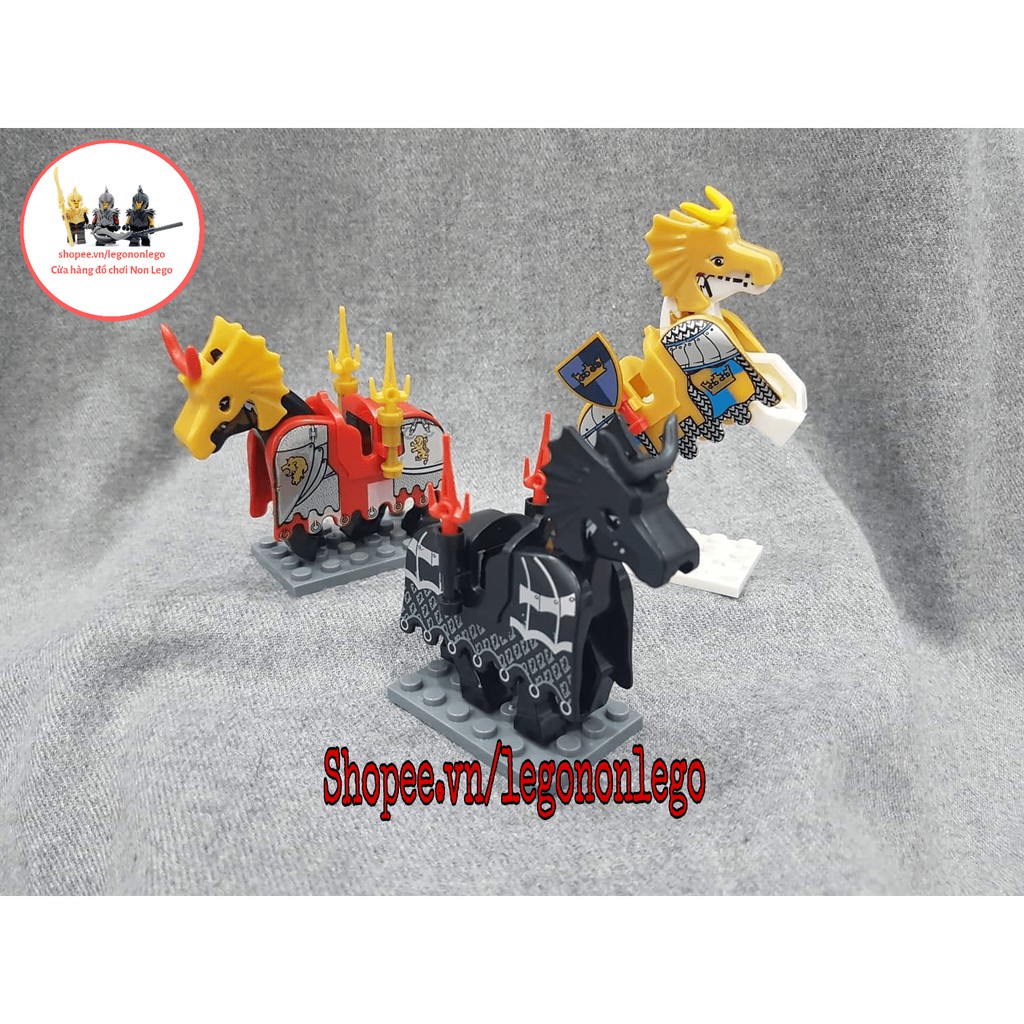 Minifigure Ngựa Lego trung cổ kèm giáp và base