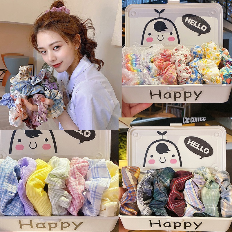 Dây Cột Tóc Cao Su Co Giãn Kẻ Sọc Caro Xinh Xắn Thời Trang Cho Nữ