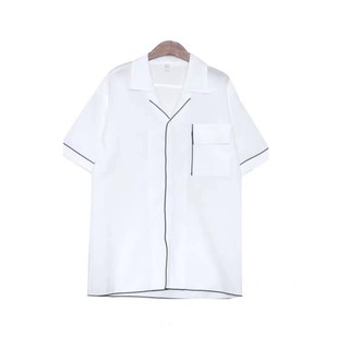Sơ Mi Pijama Trắng Phối Viền