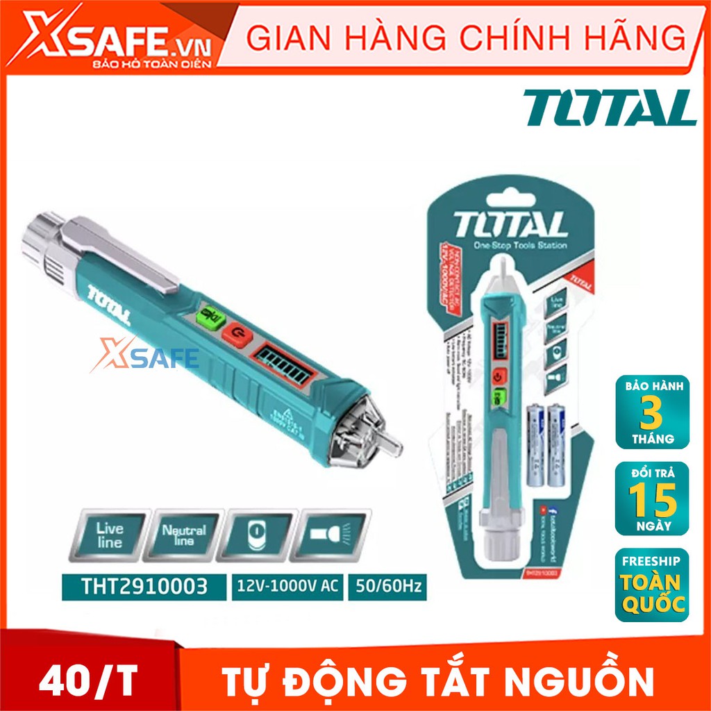 Đầu dò điện áp AC TOTAL THT2910003 tự động phân biệt dây nguội và nóng Đầu dò điện áp cầm tay, có đèn LED trắng