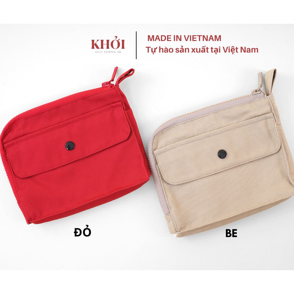 Combo 02 Ví Vải Đa Năng MULTI POUCH Nhiều Ngăn, Phụ Kiện Văn Phòng Thanh Lịch 2021 (Tặng chổi quét bụi bàn phím)