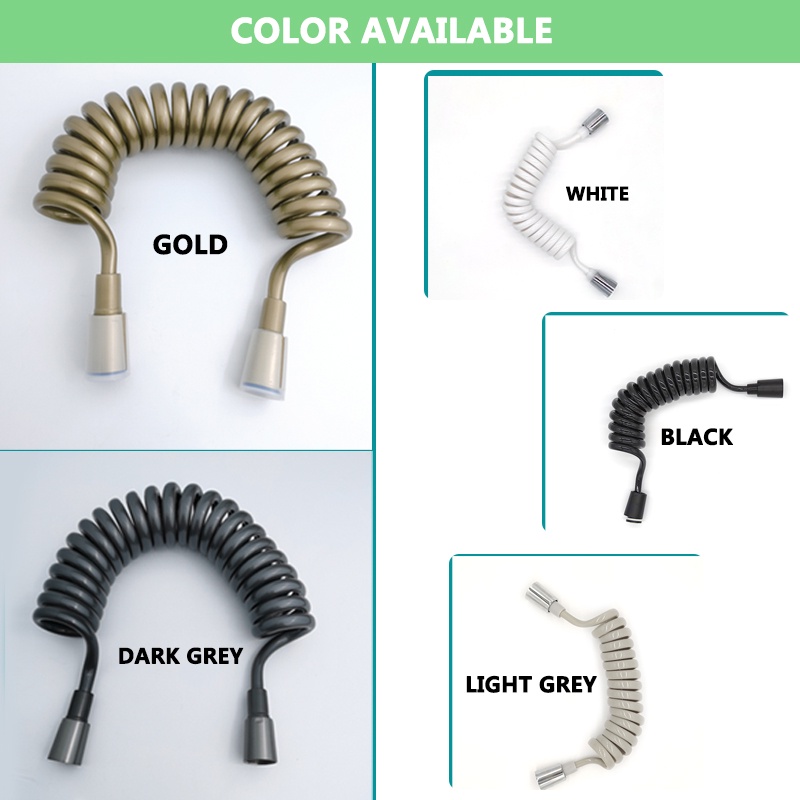 Ống Phun Nước Linh Hoạt Nhiều Màu 1.5/2/3m Cho Bồn Cầu Toilet Màu Trắng/Xám/Đen/Vàng/Xám/Đen