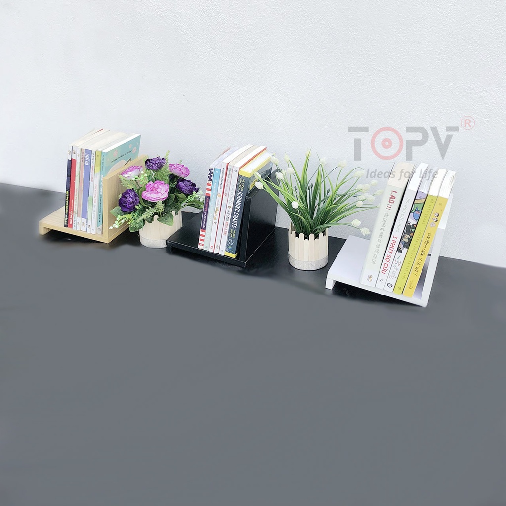Giá sách để bàn học bàn làm việc TOPV gỗ mini đựng đồ decor trên kệ sách giá rẻ để đỡ vở cho bé nhỏ trắng Làm vườn TopV
