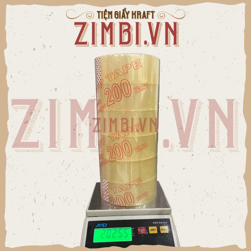 Băng keo trong loại 200YARD Zimbi , băng keo dán thùng, gói hàng siêu dính, siêu chắc chắn