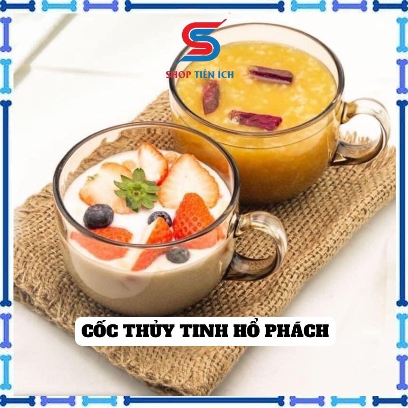 Cốc thủy tinh có quai màu hổ phách dung tích 450ml Cốc thủy tinh chịu nhiệt cao cấp Shop Tiện Ích