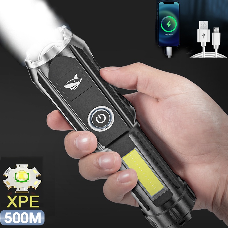 Đèn Pin 4 Chế Độ Sáng XPE ABS Đa Năng Sạc USB