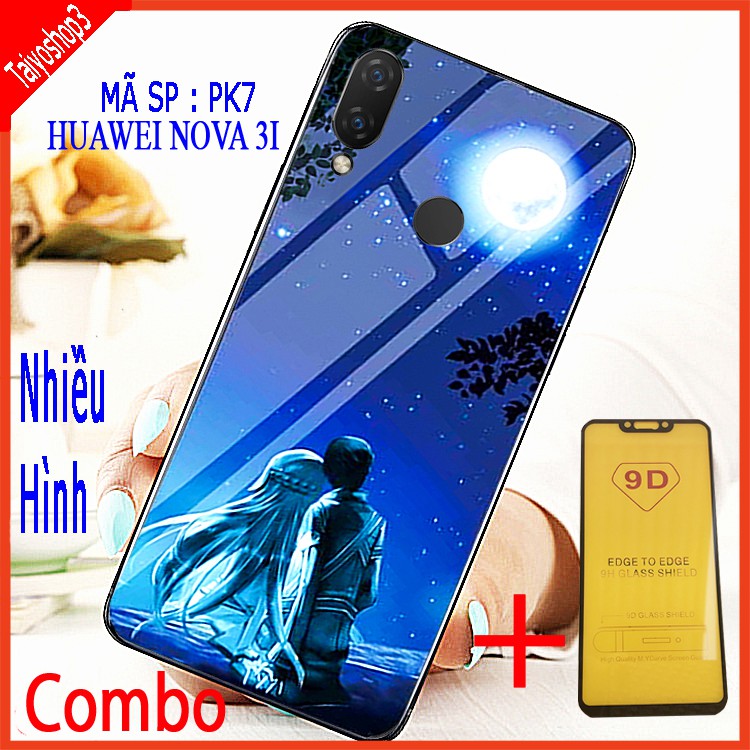 COMBO ỐP LƯNG HUAWEI NOVA 3I (ốp lưng kính 3D sang trọng + tặng kính cường lực 9D full màn hình)