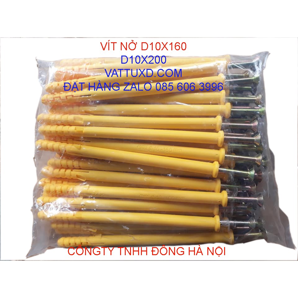 Vít Lắp Đặt M10x200mm có kèm nở nhựa (túi 50 vít)