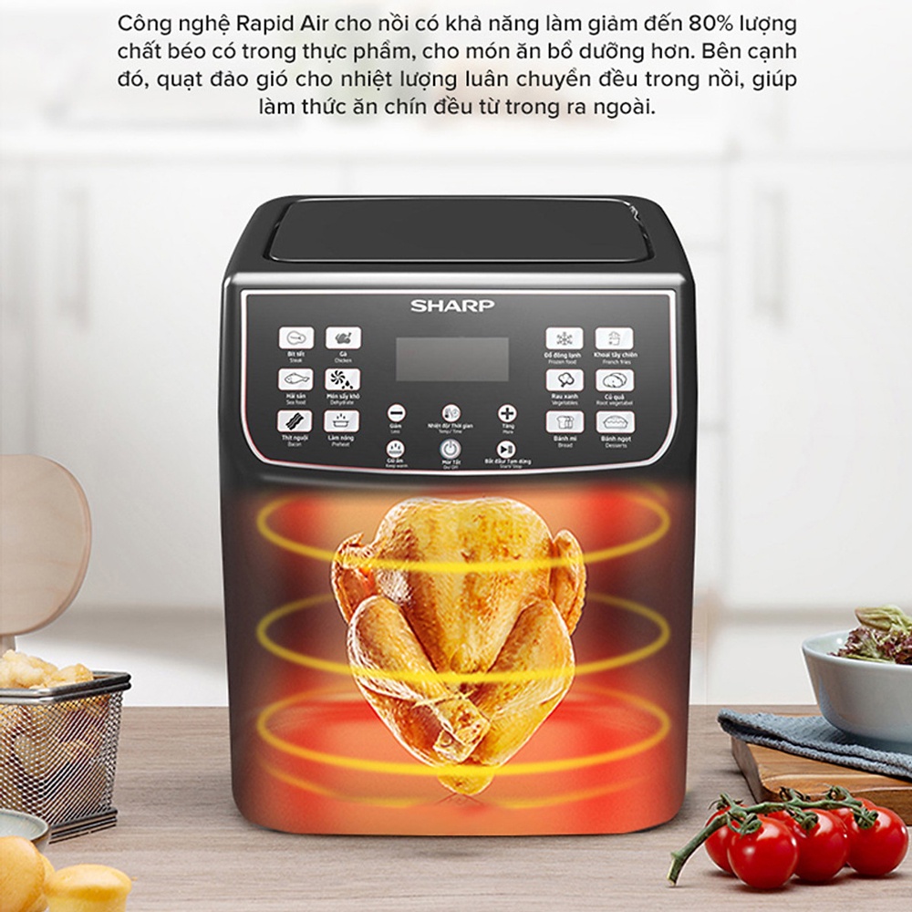 Nồi Chiên Không Dầu Sharp – Nồi Chiên Chân Không – Chính Hãng Phân Phối – Bảo Hành 12 Tháng