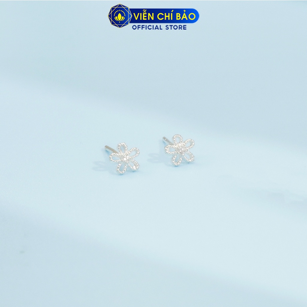 Bông tai bạc nữ hình bông hoa nhỏ chất liệu bạc 925 thời trang phụ kiện trang sức nữ thương hiệu Viễn Chí Bảo B400324