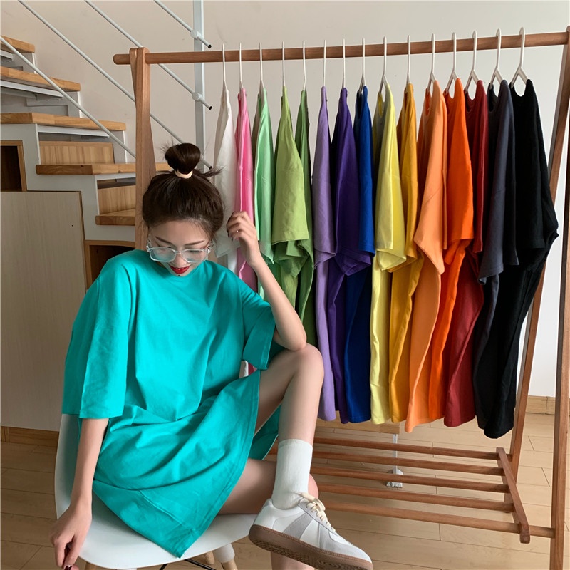 SUXI Áo Thun Tay Ngắn Màu Sắc Đơn Giản Dễ Phối Đồ Thời Trang Mùa Hè Cho Nữ