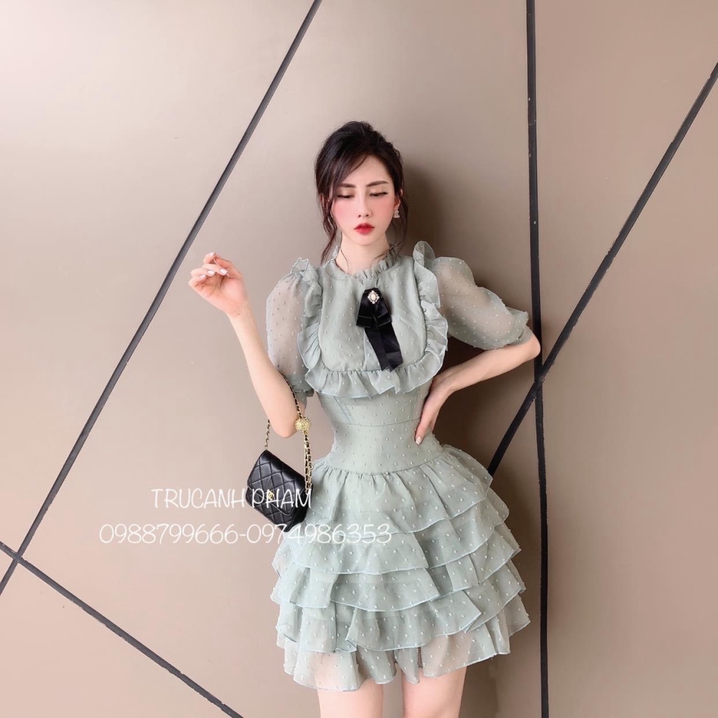 ĐẦM VOAN TẦNG NỮ PHỐI PHỤ KIỆN NỮ SIÊU XINH PU