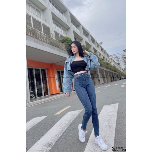 QUẦN JEAN TRƠN CẠP SIÊU CAO CO GIÃN TỐT Q32