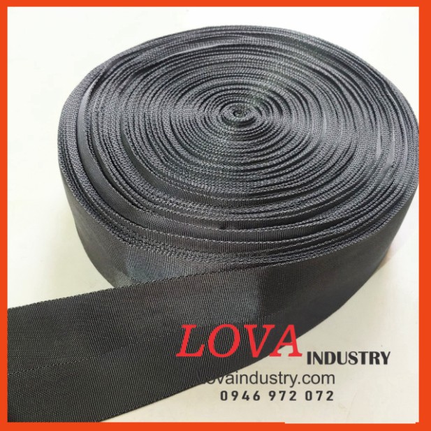 1 mét Dây đai vải polyester cường lực bản 7cm màu đen, dây đai buộc siết hàng bản lớn - Lova industry