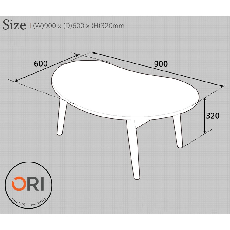 Bàn Trà/ Sofa Phòng Khách Kiểu Hàn Quốc - Bàn Trà Hình Hạt Đậu - ORI NỘI THẤT HÀN QUỐC