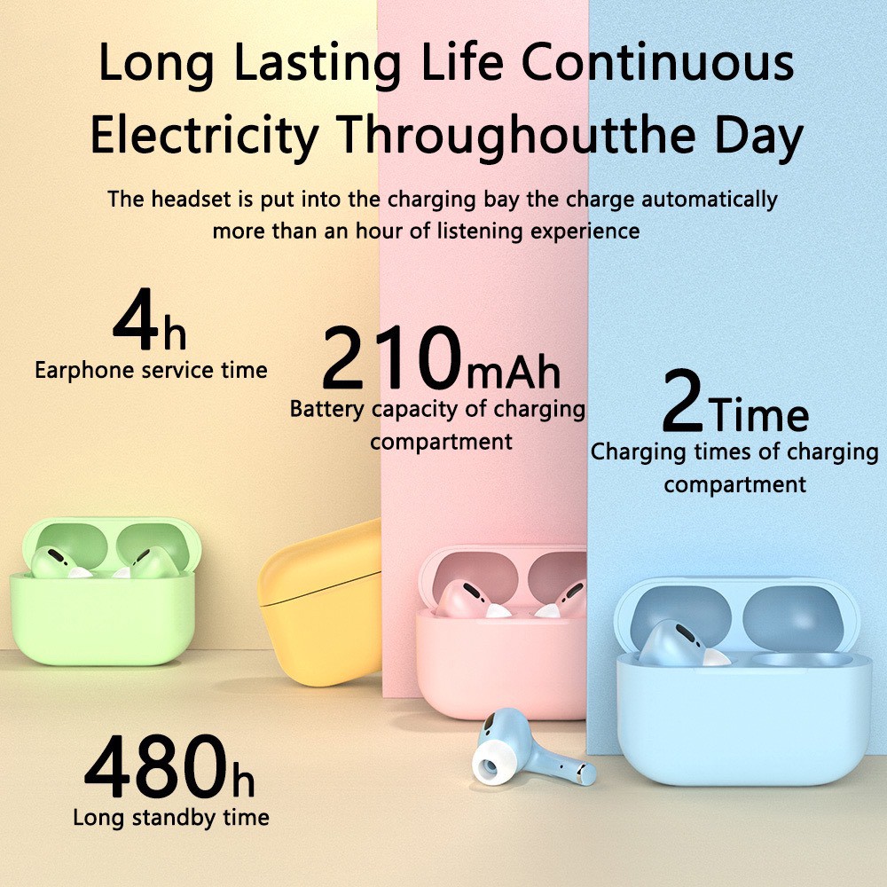 Tai nghe bluetooth không dây có mic i12 có hộp sạc màu macaron inpods 13 nút cảm ứng | BigBuy360 - bigbuy360.vn