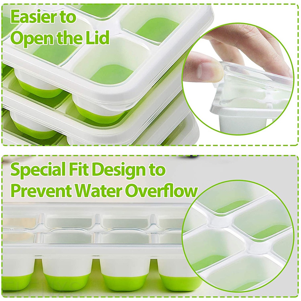 Ice Cube Mold 14 Grids DIY Ice Ball Tray Silicone Plastic Chocolate Making Mould with Lid ELEN