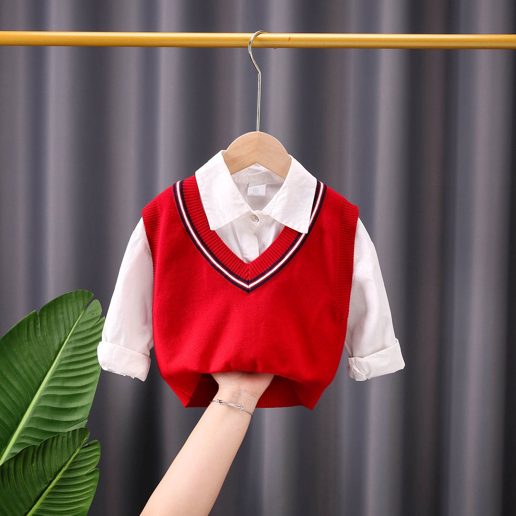 Áo Sweater Dệt Kim Không Tay Thời Trang Thu Đông Cho Bé Trai