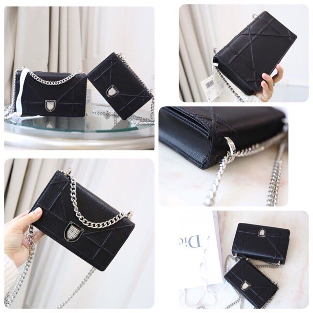 Túi đeo chéo khoá bạc hộp vuông da sần lì hàng cao cấp