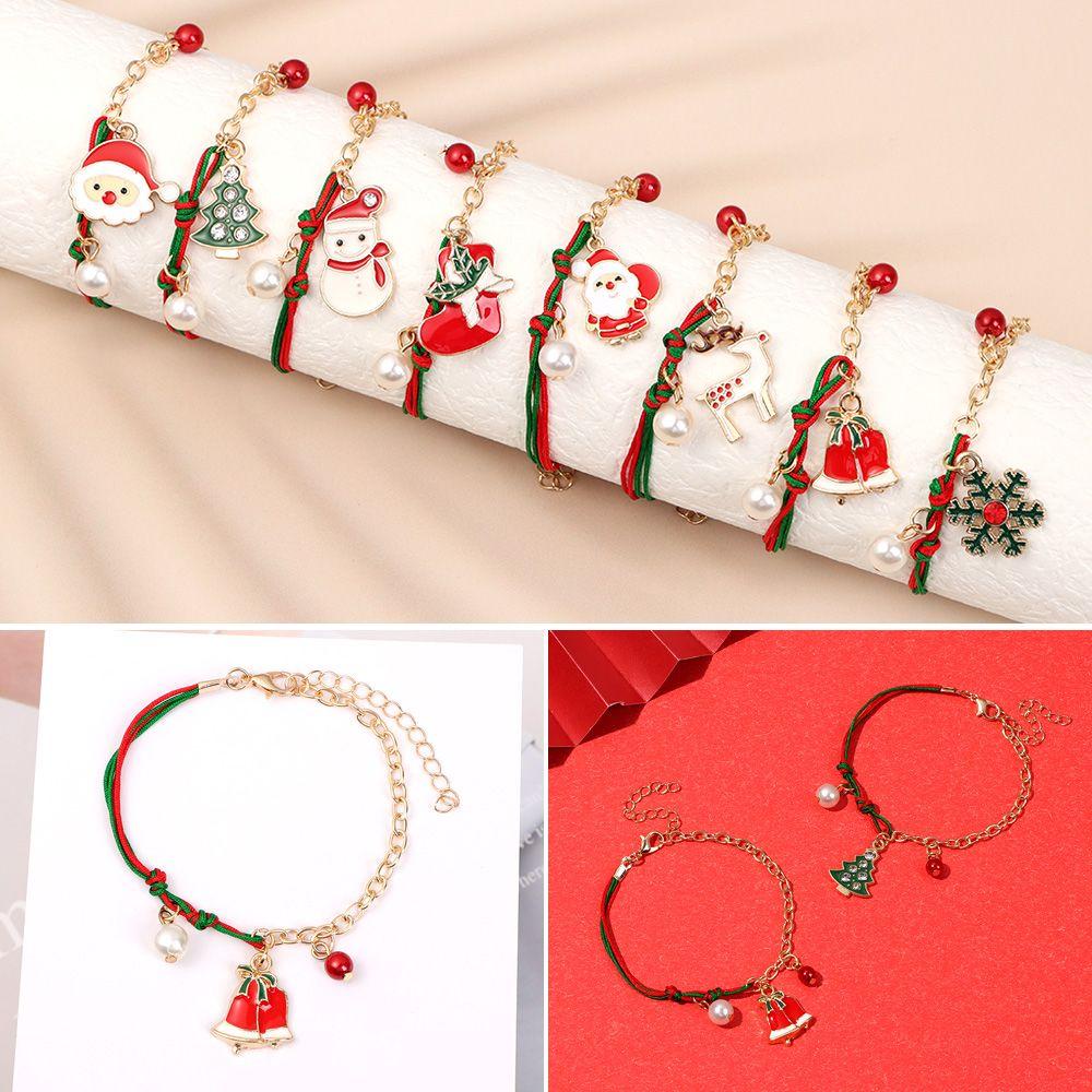 Vòng Tay Dây Thừng Phối Mặt Hình Ông Già Noel Bằng Hợp Kim Thời Trang Cho Nữ
