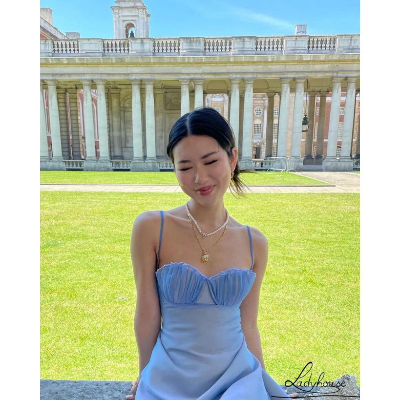 Ldd-đầm Không Tay Xếp Ly Ôm Ngực Phối Màu Trang Trí Hình Vỏ Sò Phù Hợp Với Mùa Hè Dành Cho Bạn