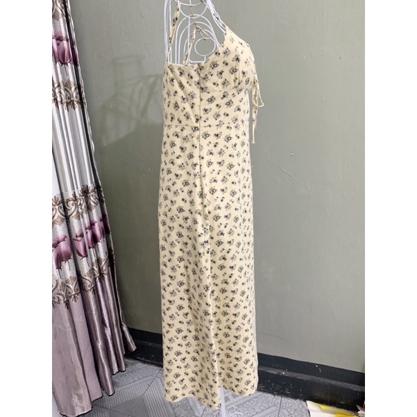 Váy đầm vintage hai dây hoa nhí vàng tím /thu đông