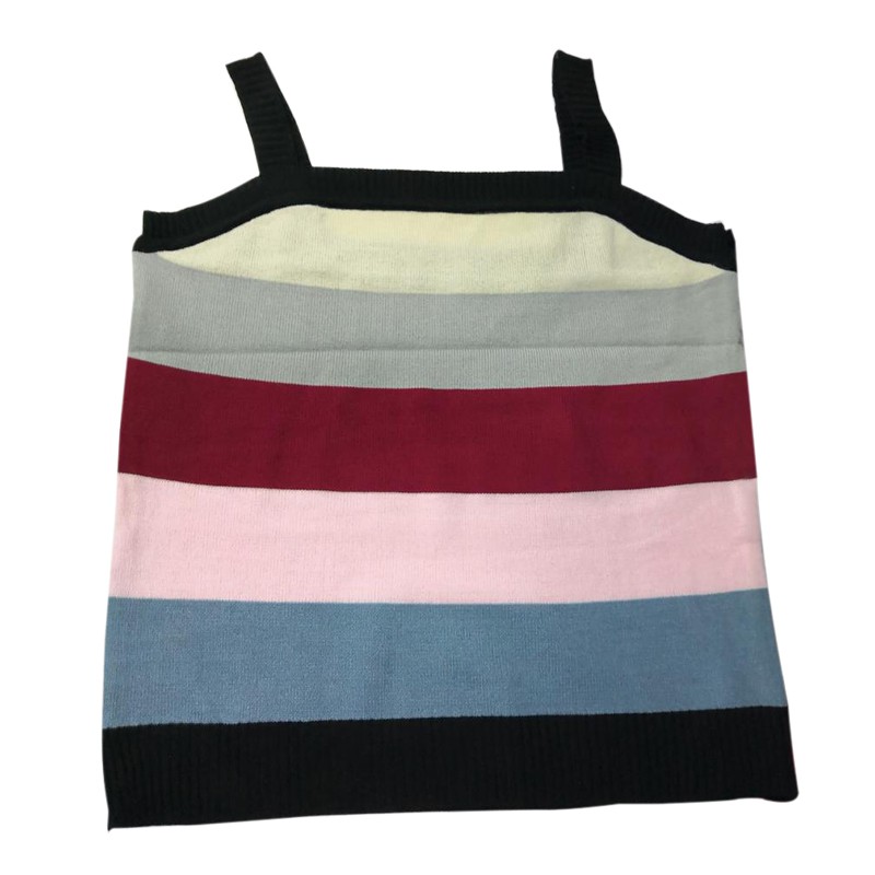 Áo dệt kim nữ kiểu sọc màu cầu vồng quyến rũ