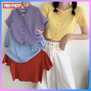 Áo Dệt Kim Len Tăm Ngắn Tay Ulzzang Hàn Quốc dáng croptop C52 - Maoshop