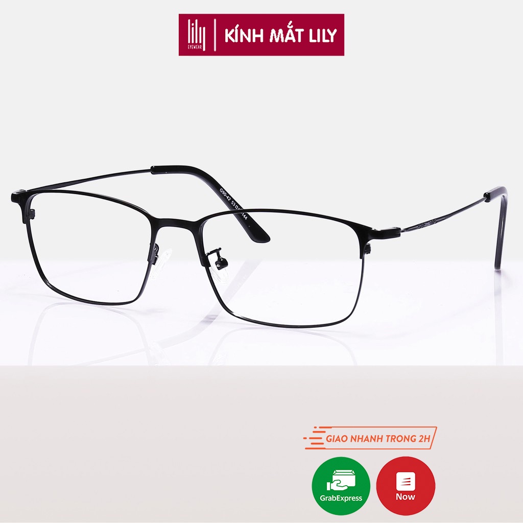 Gọng kính cận kim loại nam nữ Lilyeyewear, thiết kế mắt vuông phù hợp với nhiều khuôn mặt 9042