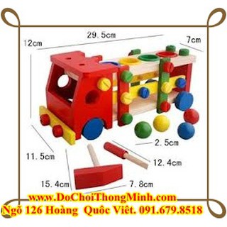 Đồ chơi gỗ ô tô đập bóng tháo lắp